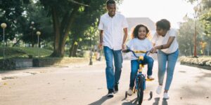 parents guiding children in modern setting