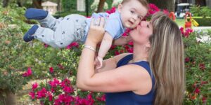 parent teaching child at home