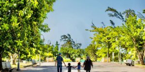 family with children in a park