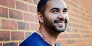 happy person balancing work and leisure activities