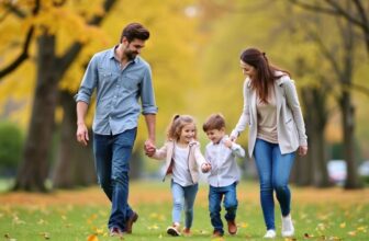 Parents guiding children in a park