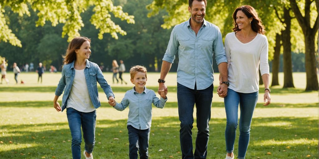 Family enjoying outdoor activities in a park.