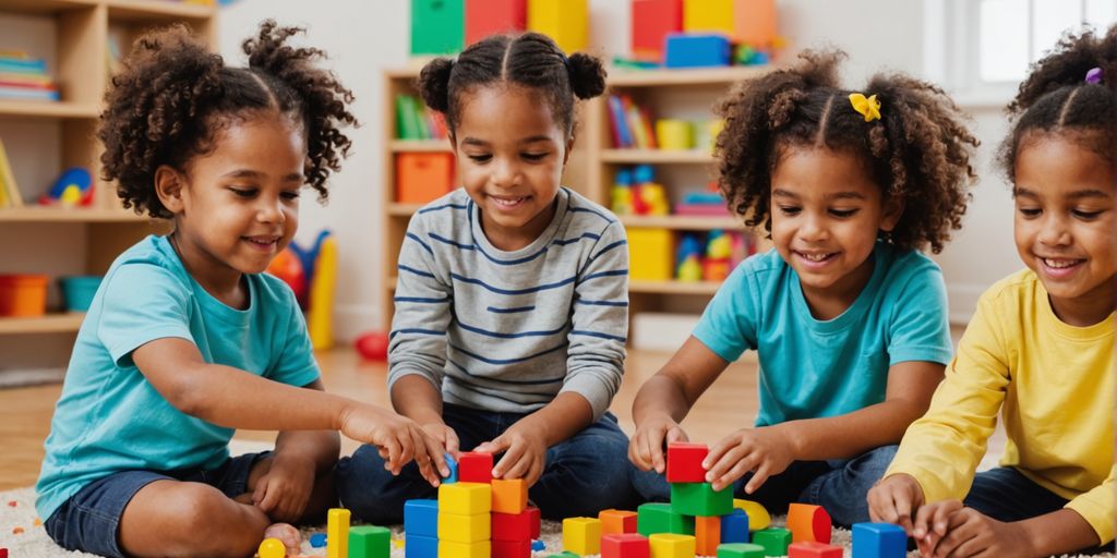 Children of various ages playing and learning